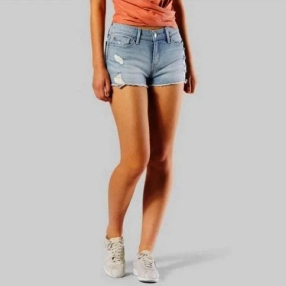 Levi’s Denizen Frayed Raw Hem Jeans Shortie Shorts